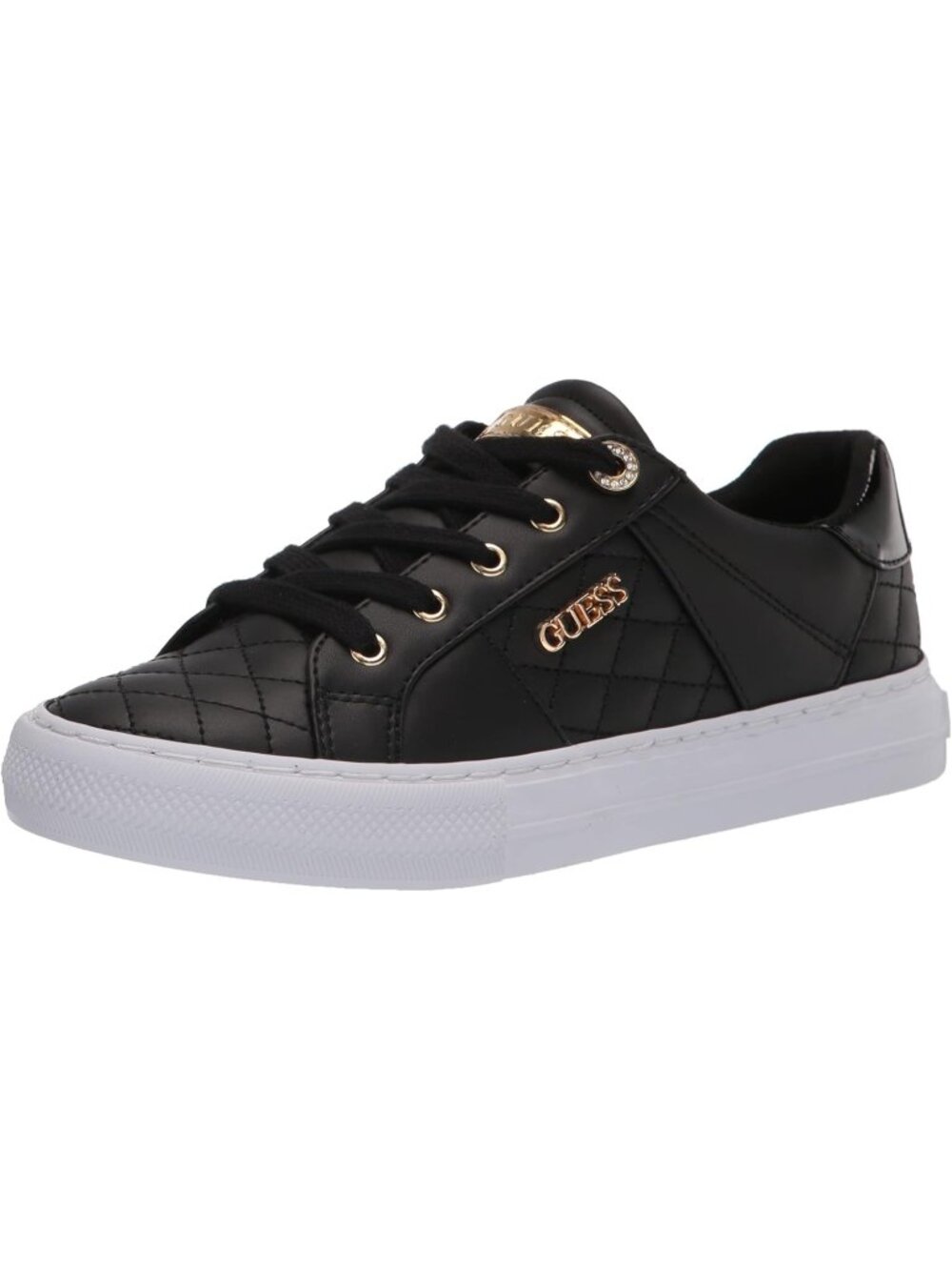 Women's Black Faux Leather Closed Toe Low Top Lace Up Fashion Sneakers
